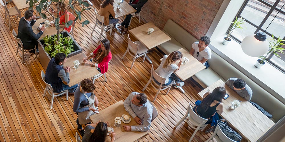 overhead view of restaurant